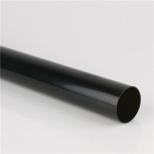 Plain Ended Round Downpipe 68mm x 2.5m - Black