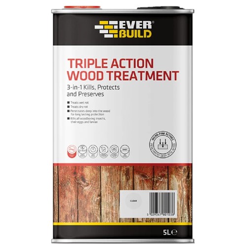 Everbuild Triple Action Wood Treatment - Clear 5L