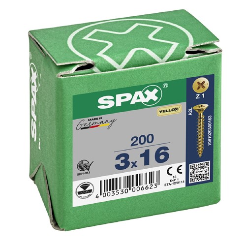 Spax Pozi CSK Woodscrews 3.0 x 16mm