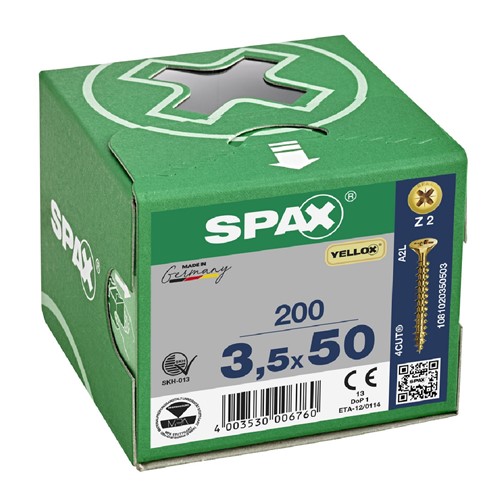 Spax Pozi CSK Woodscrews 3.5 x 50mm