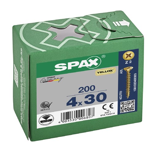 Spax Pozi CSK Woodscrews 4.0 x 30mm