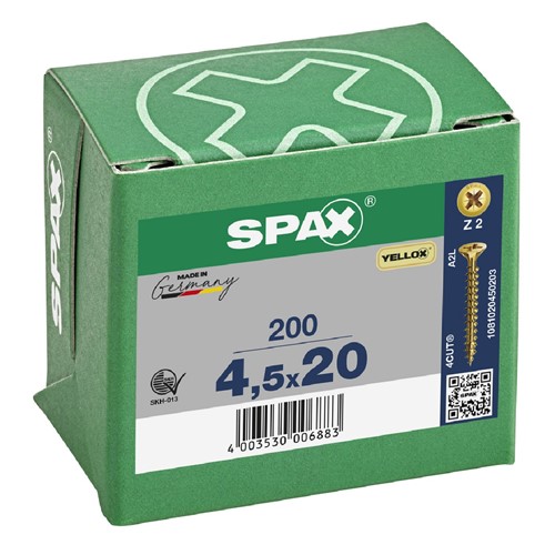 Spax Pozi CSK Woodscrews 4.5 x 20mm