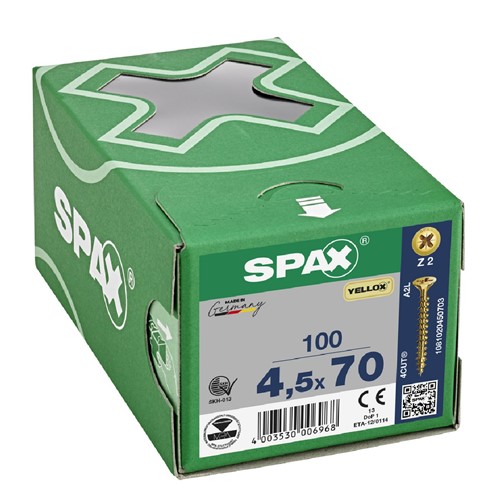 Spax Pozi CSK Woodscrews 4.5 x 70mm