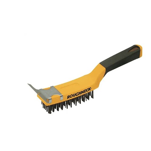 Four Row Wire Brush With Scraper - Roughneck