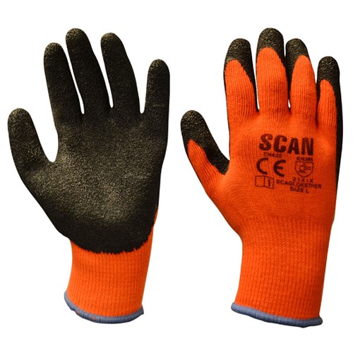 Scan Dipped Thermal Latex Gloves - 3 Pack