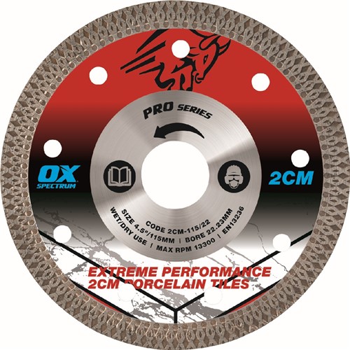 2CM-115/22  OX Pro 2cm Porcelain Cutting Blade - 115/22.23mm