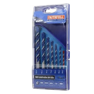 Faithfull Multi Construction Drill Bit Set 4-12mm (7 Piece)