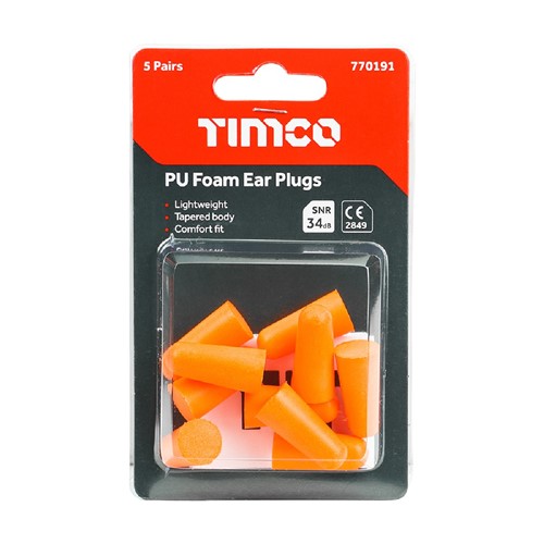 Timco PU Foam Ear Plugs - Blister Pack